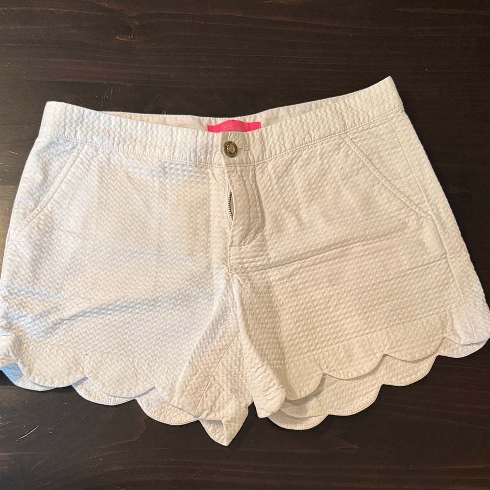 Lilly Pulitzer White Buttercup Scalloped Shorts